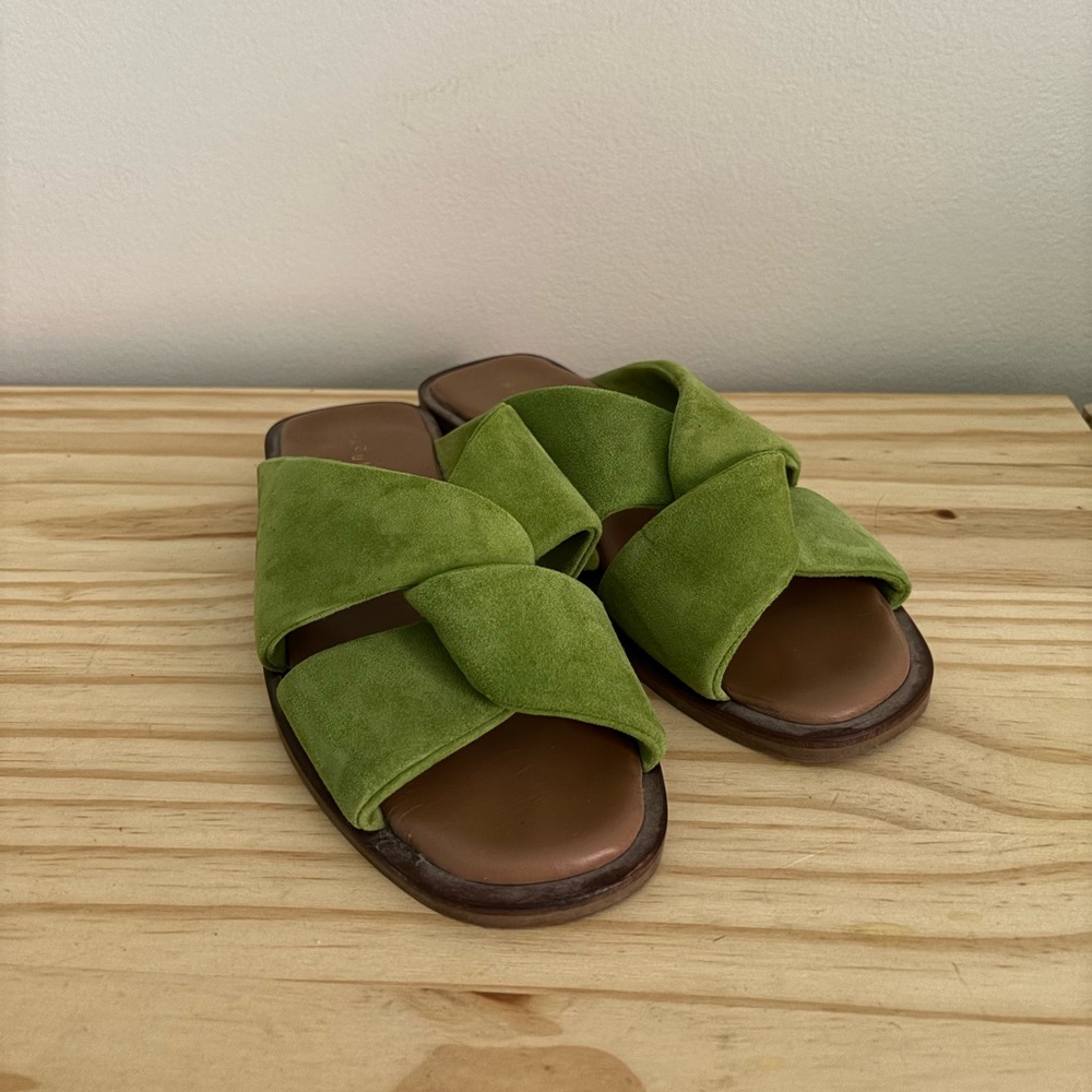 Maguire green suede sandals